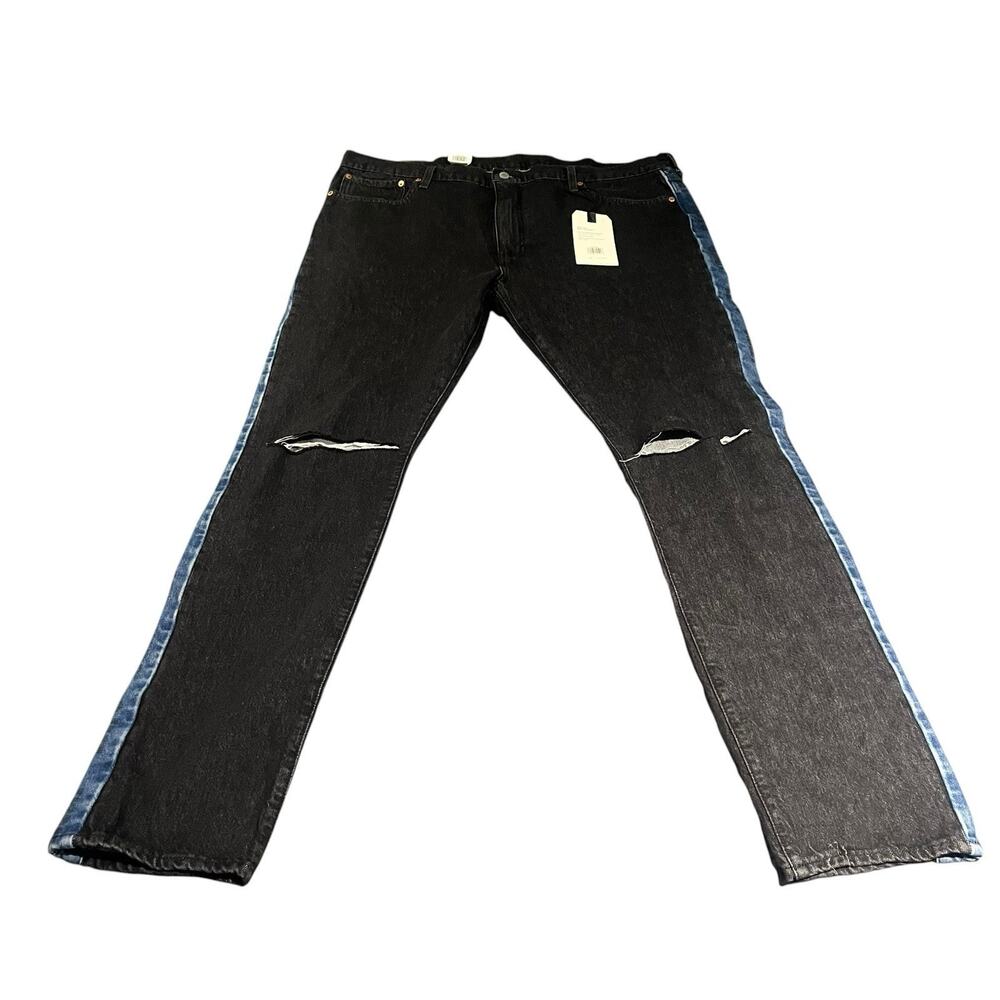 Levi's Men's W 44 x L 34 Lo-Ball stack black wash knee rip tapered jeans NWT